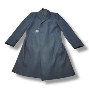 NWT Kenneth Cole Awearness Long Coat Navy Removable Bib Single Breast Men’s XL